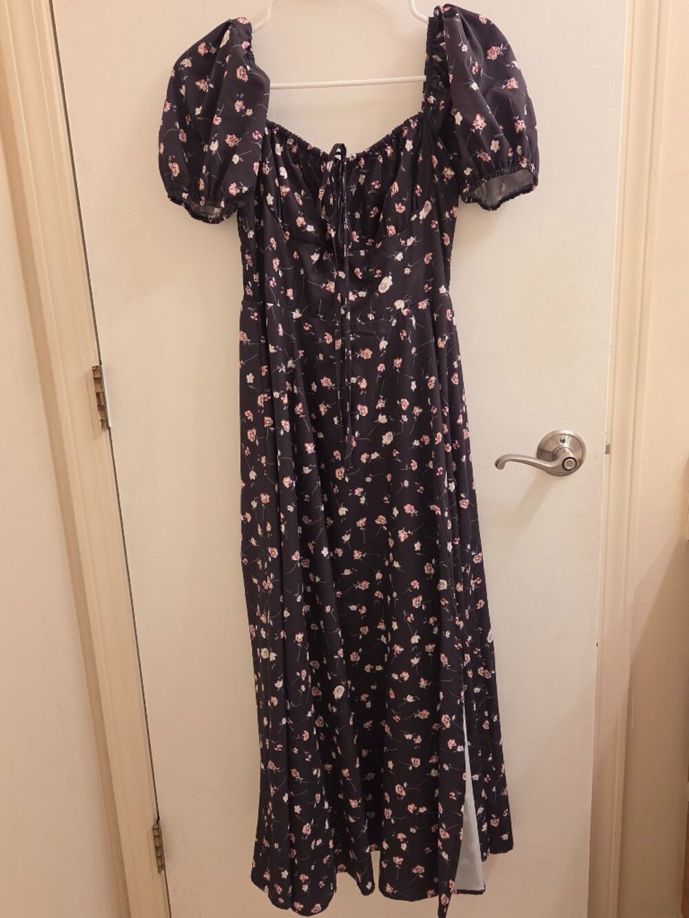 Puff Sleeve Floral Midi Dress